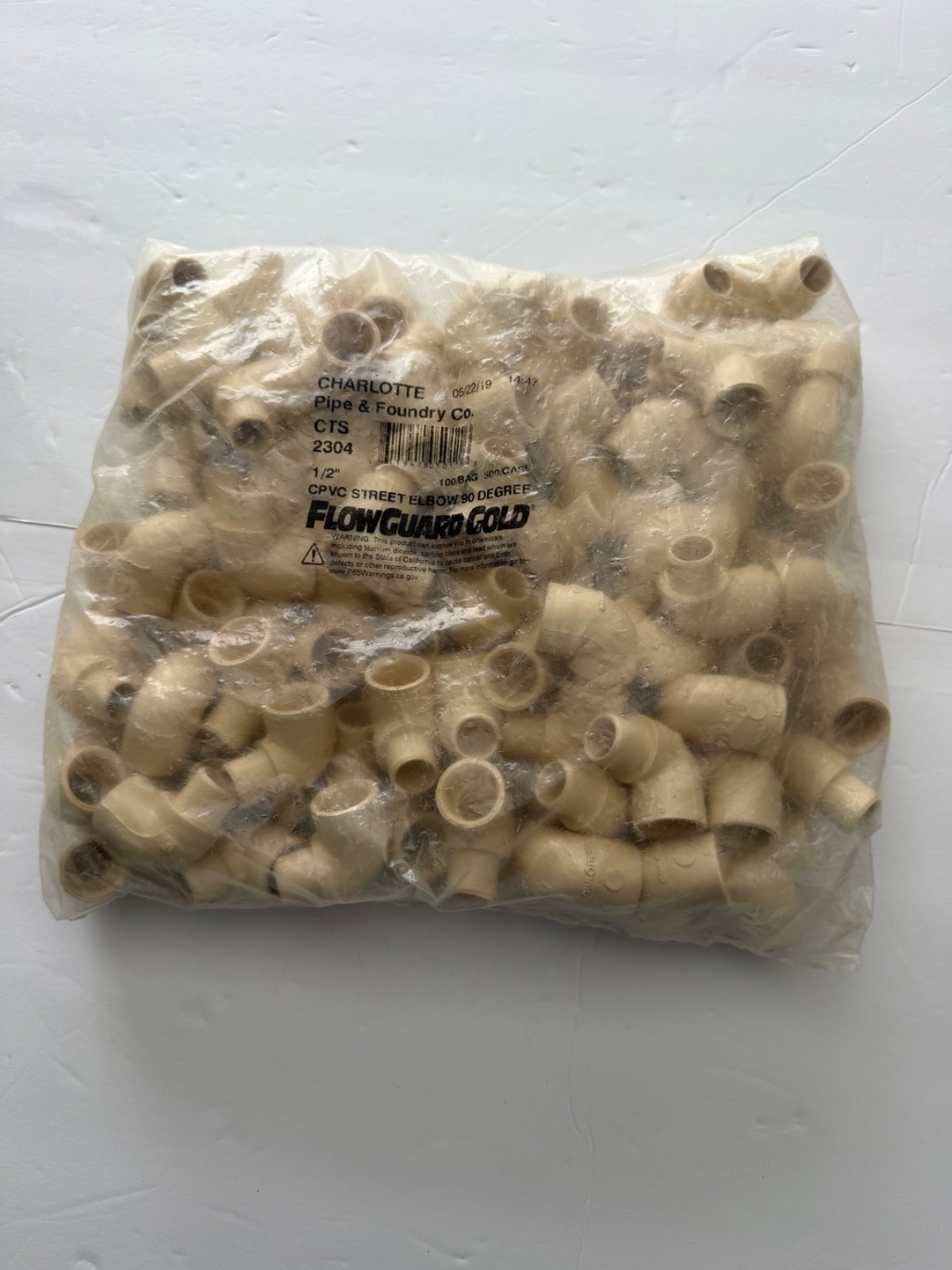 Charlotte 1/2" cpvc street 90 elbow 100pcs
