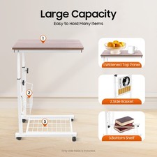 Bed Side Table Hospital Overbed Rolling Tray Adjustable Bedside Working Desk USA