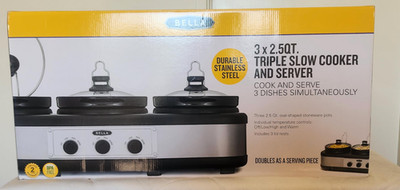 KitchenSmith by Bella MZ-TH3015C Triple Slow Cooker and Server BRAND NEW