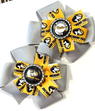 Beautiful Michigan Tech Huskies inspired set of pigtail hair bows for girls.