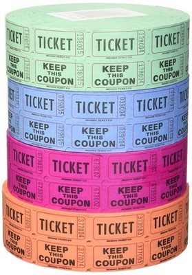 Indiana Ticket Company 56759 Raffle Tickets, (4 Rolls of 2000 Double Tickets)...