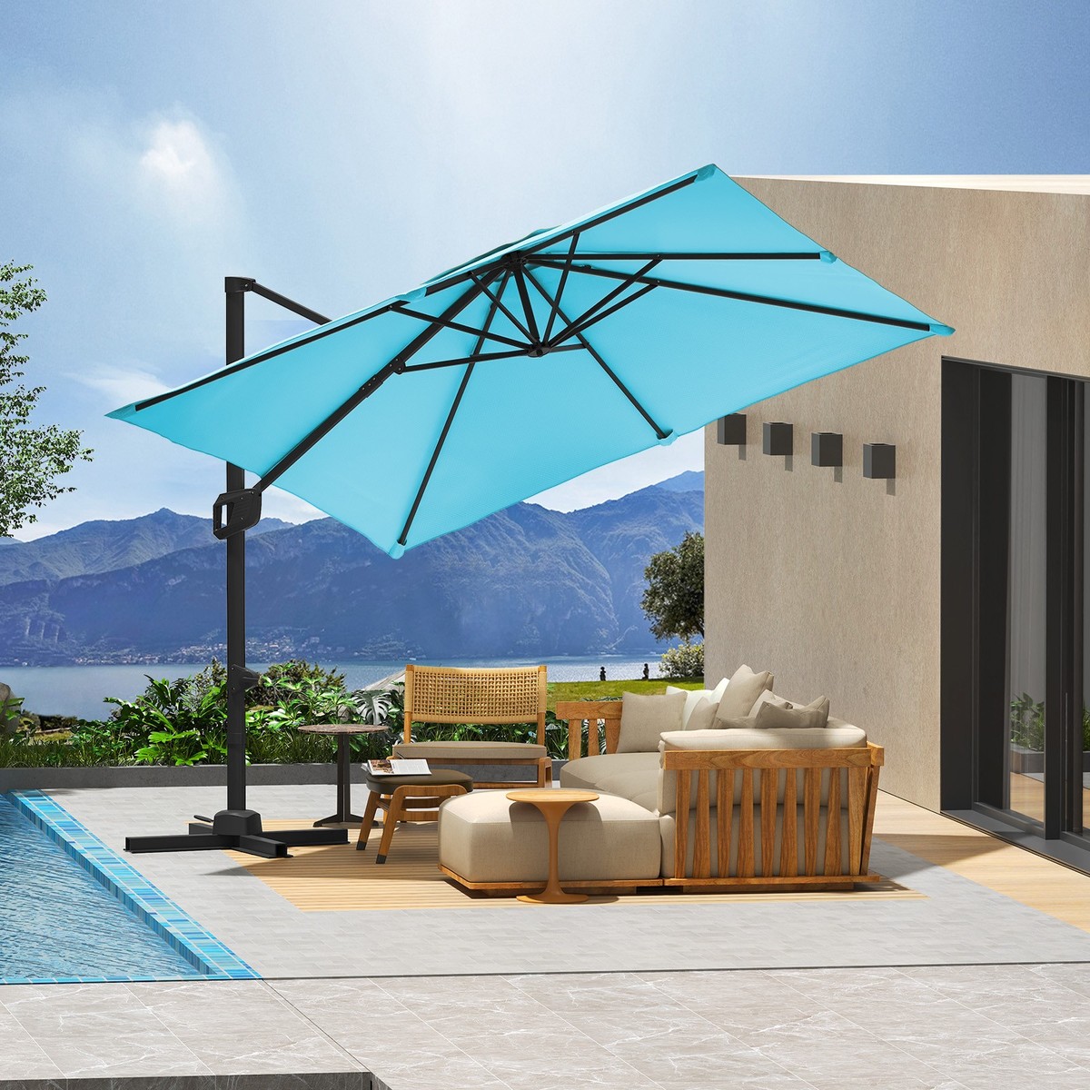 best patio umbrella stand with wheels Amazon.com : GENSHED Cantilever Umbrella Base with Wheels. Mobile Offset  Umbrella Stand with Wheels & Table. Rolling Umbrella Base with Easy Move at  Full Weight. : Patio, Lawn & Garden