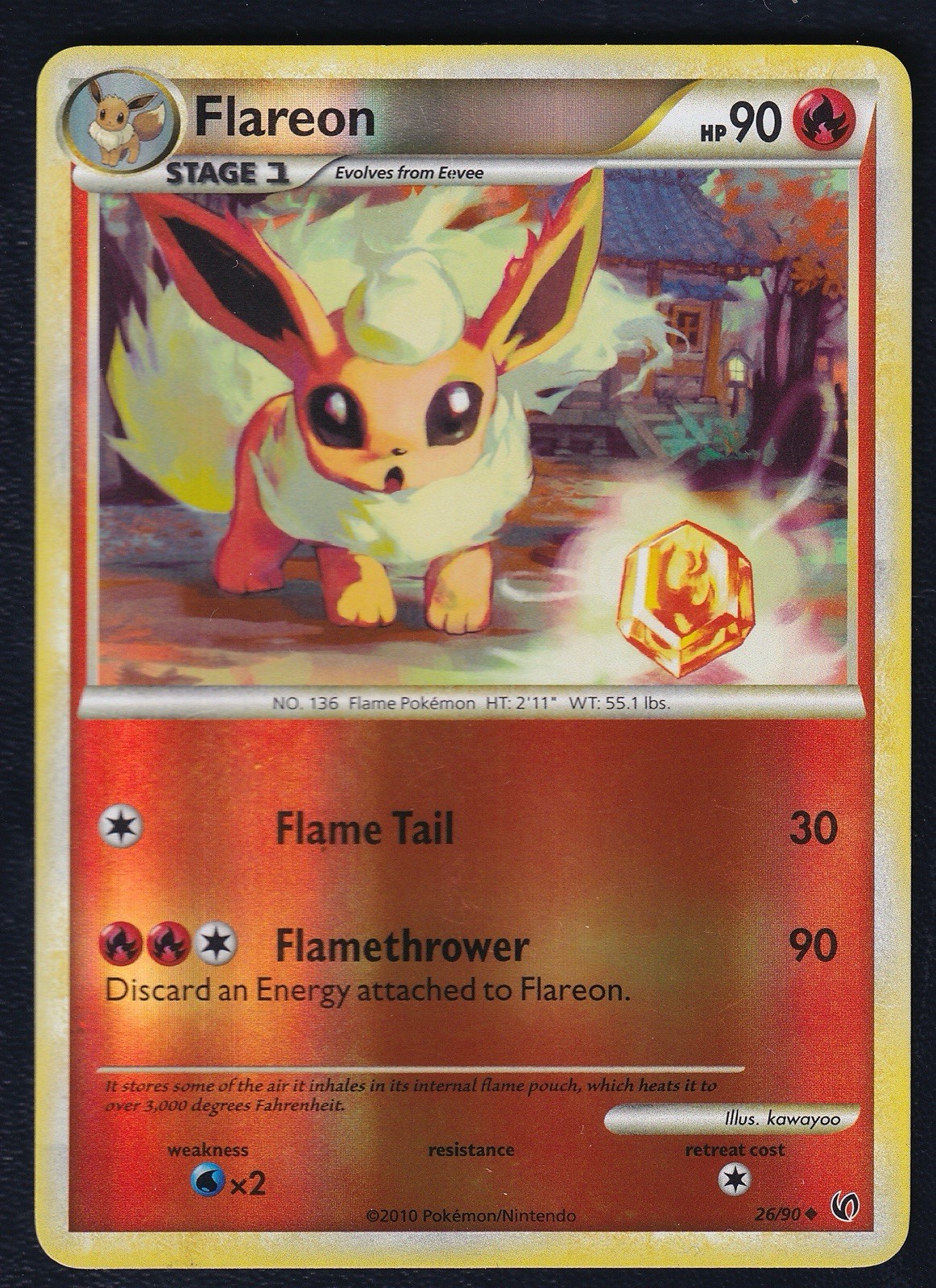 Pokemon Flareon 26/90 Reverse Holo HGSS Undaunted