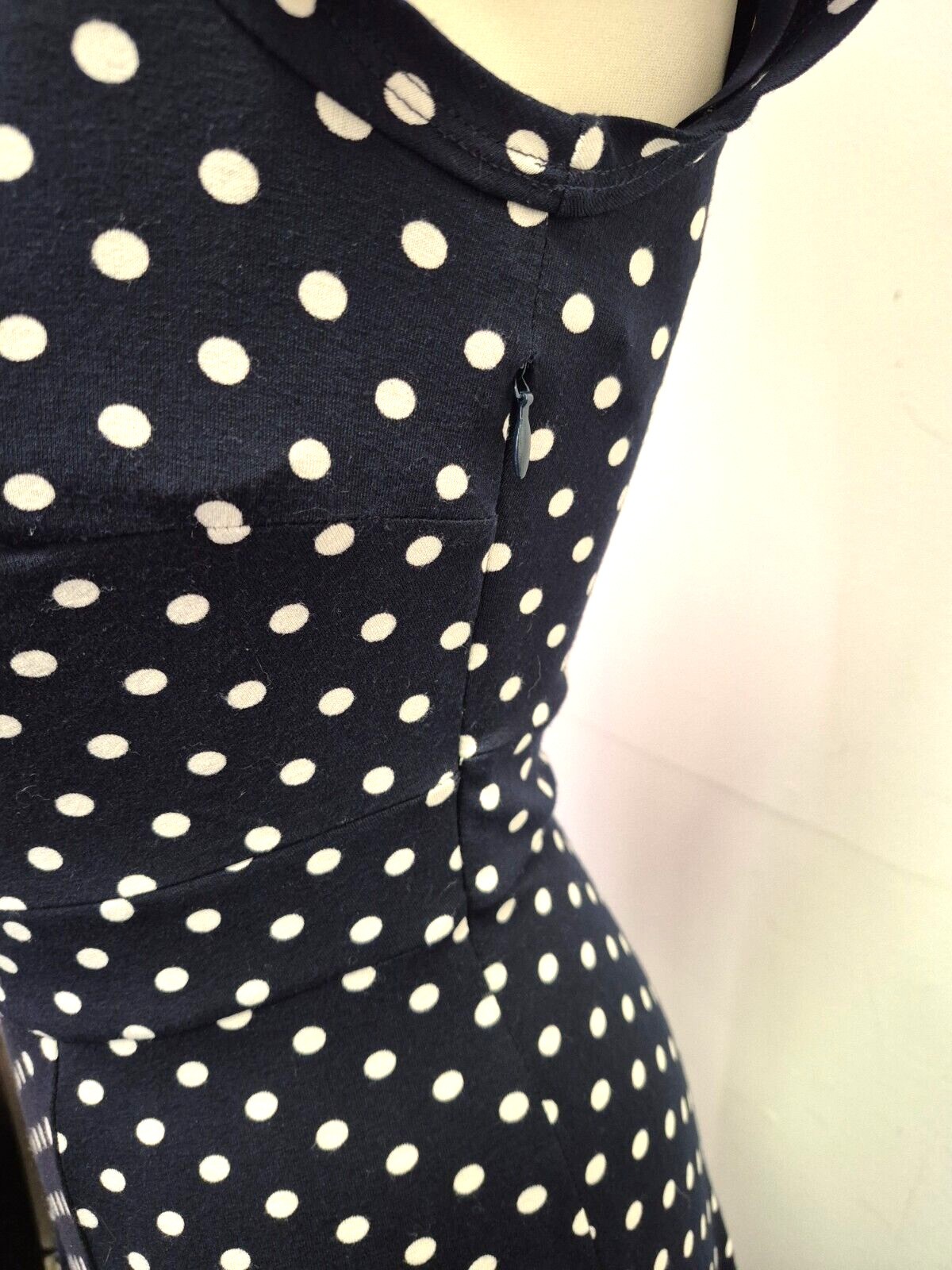 LAURA ASHLEY Dress UK8 Black/White Spot Fit & Flare Knee Length Pre-Owned image 3
