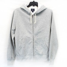 J.Crew Authentic Men's L/S Hooded Sweater Sweatshirt Fleece Z-Up Gray Medium