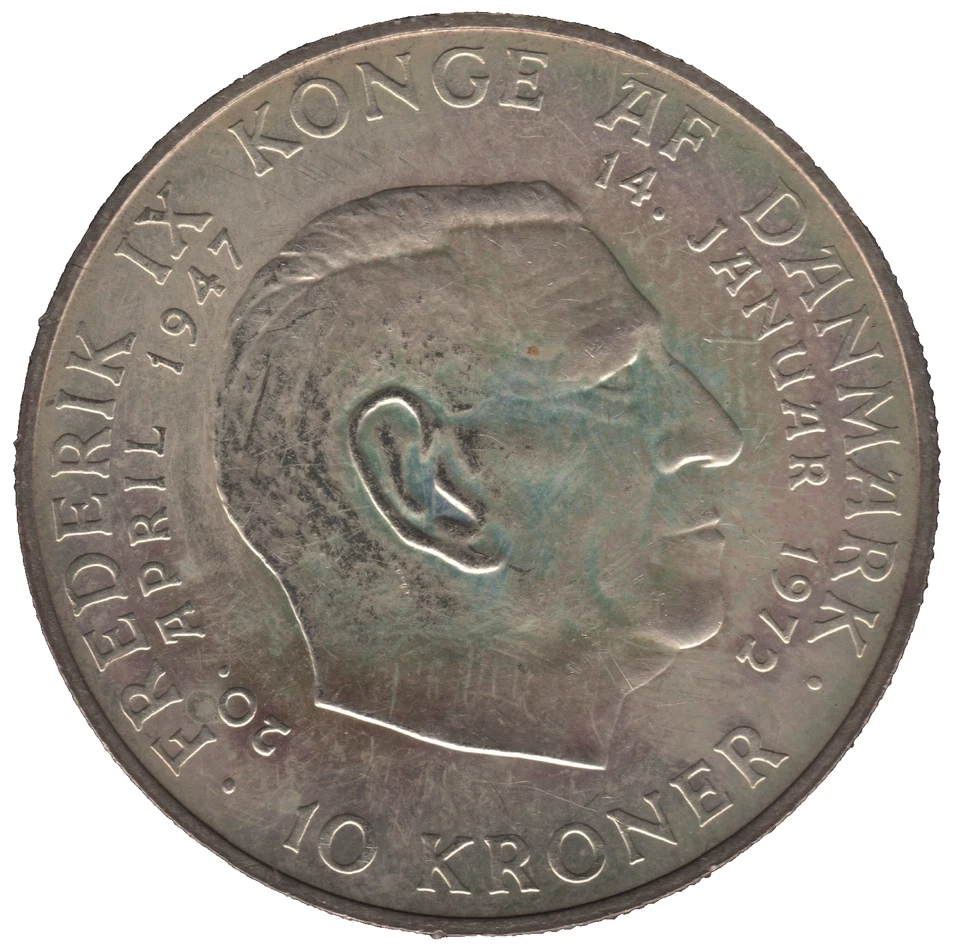 Moeda de prata 1972 Dinamarca 10 coroas com certificado de autenticidade – Edição comemorativa - Imagem 2 de 3