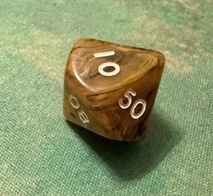 TORTOISE SHELL Chessex Rainbow d% Percentile Die OOP