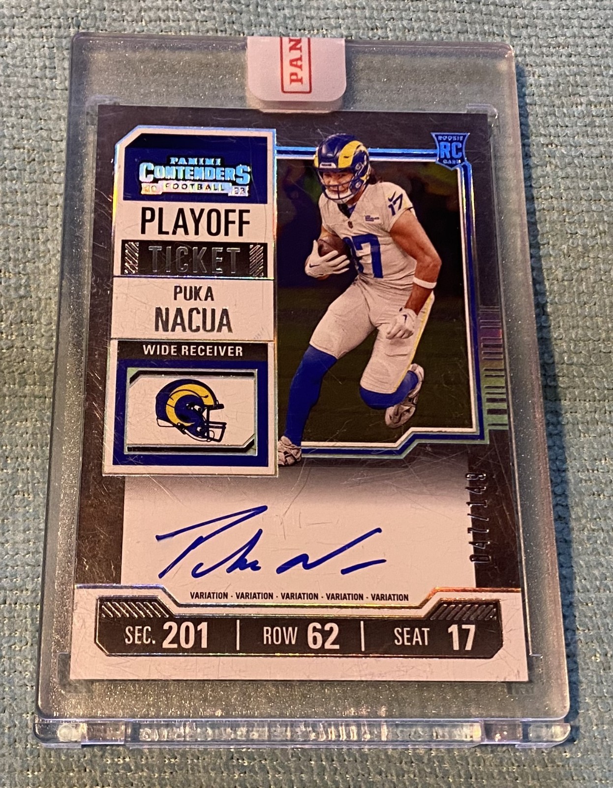 Puka Nacua 2023 Panini Contenders Autograph Variation Playoff Ticket RC #047/149