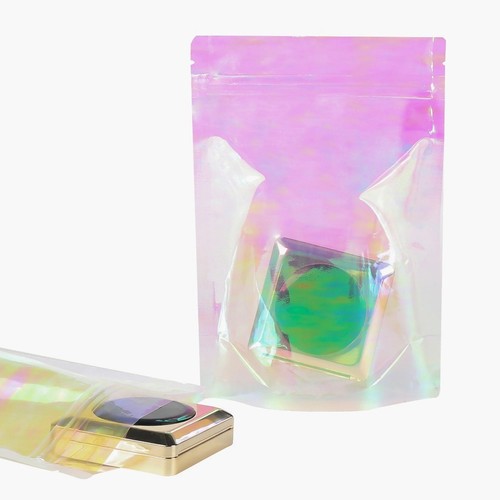 Gripseal Zip Seal Lock Food Bags Gusset Stand Up Pouch Holographic Pink BPA Free - Picture 2 of 18