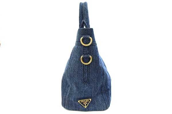 Prada 2WAY Handbag BN2069 Blue Denim Used Shoulder Bag Crossbody Logo Canapa Lad thumbnail 3
