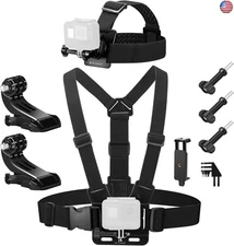 K&F Concept Head Strap & Chest Mount Set for GoPro Hero 13 12 11 10 9 8