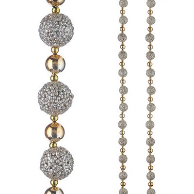 RAZ Imports 6' Gray Silver Glittered Ball Garland G3502378