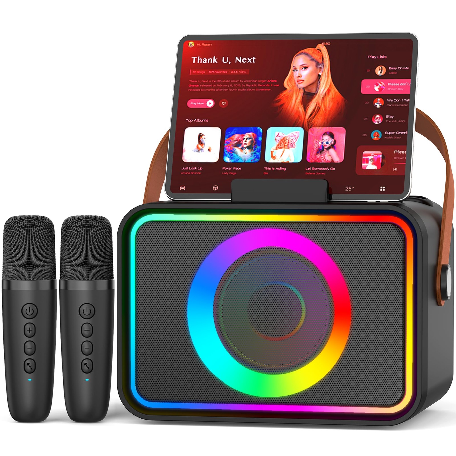 Karaoke Machine,Portable Bluetooth Speaker with 2 Wireless M