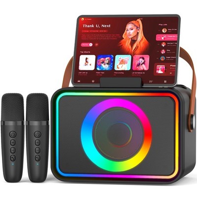 Karaoke Machine,Portable Bluetooth Speaker with 2 Wireless Microphone for Adults