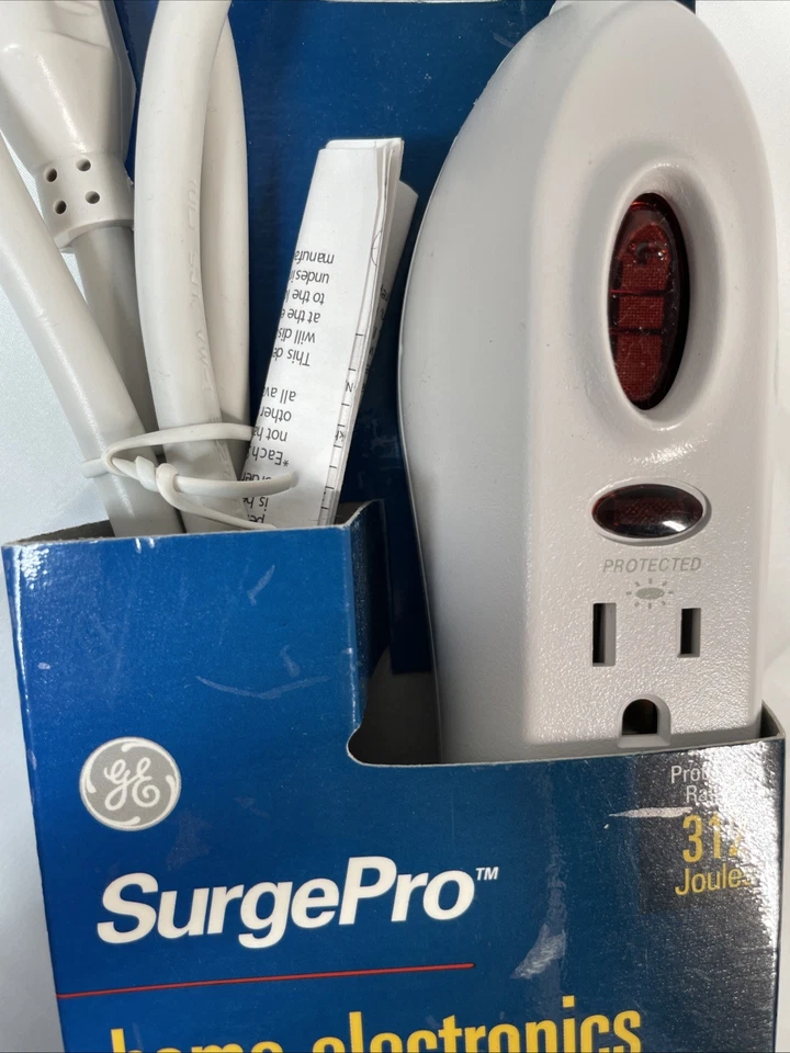 NEW GE SurgePro 6-Outlet Electronics Protector 312 Joules, 3-ft. 14 AWG 3-wire - Image 4 of 4