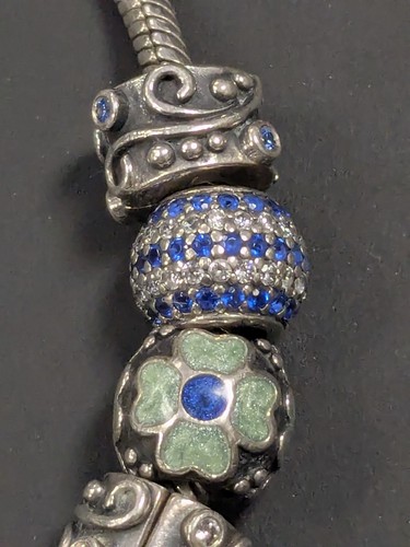 Pandora 925 Sterling Silver 8-in 15 Quantity Charms Bracelet Free Shipping - Picture 2 of 8