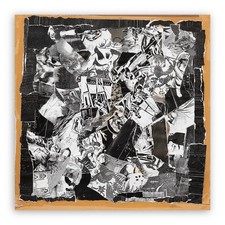 Arturo Carmassi "Fumetti" Collage su cartone 50x50cm opera Quadro con Autentica