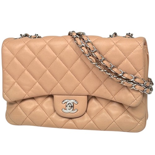 Chanel Shoulder Bag Single flap WChain leather salmon pink Women