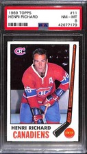1969 Topps #11 Henri Richard PSA 8 NM-MT 42677179 