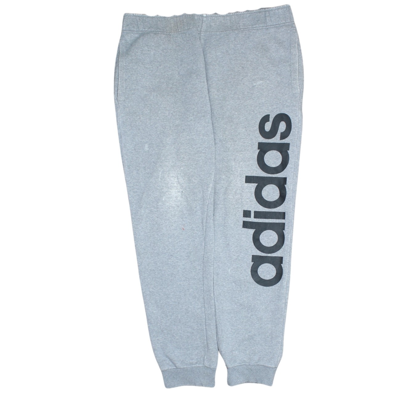 Adidas Mens Joggers Grey Fleece Cuffed Elastic Waist Big Logo Track Pants M