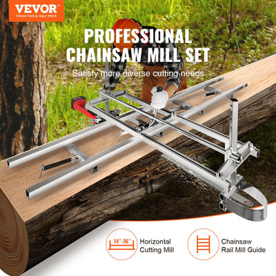 Chainsaw Mill & Rail Guide System 14''-36'' Bar, 9ft Aluminum Rail for Woodworkers