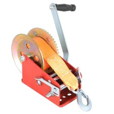 Heavy Duty Hand Winch 3500 LBS Dual Speed Hand Crank Red Strap ATV Trailer Boat