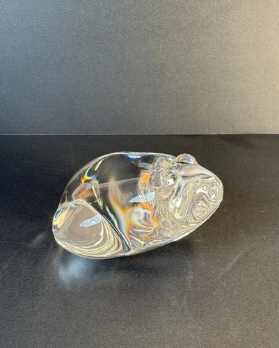 Steuben Crystal Clear FROG Figurine Paperweight 4" - Signed - Discontinued