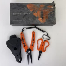 KastKing Cutthroat 7 Inch Fishing Pliers Split Ring Nose for Line Cutter -Orange