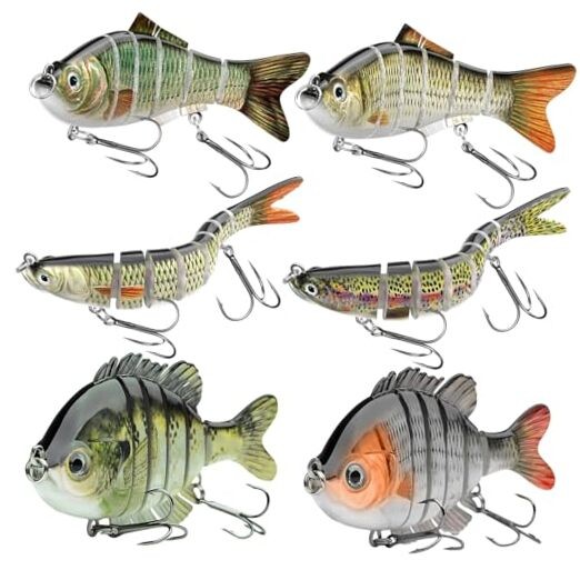 6-Piece Slow-Sinking Lifelike Fishing Lures for Freshwater & Saltwater