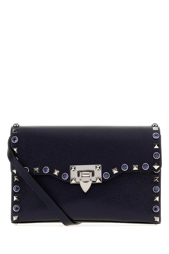 VALENTINO GARAVANI Navy Blue Leather Rockstud Crossbody Bag New & Authentic