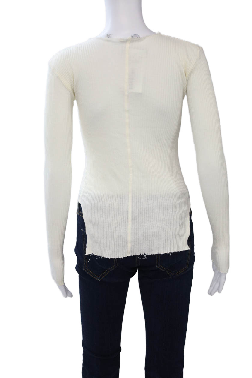 Helmut Lang Womens Basic Crew Neck Long Sleeve Wh… - image 3
