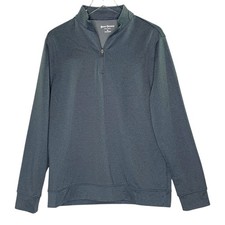 Hickey Freeman M Mens Quarter Zip Pullover Heathered Blue Gray Golf Preppy