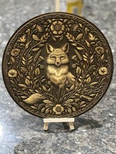 Handcrafted 10.5" Fox Wall Art   Laser Engraved Basswood  Rustic Animal Decor