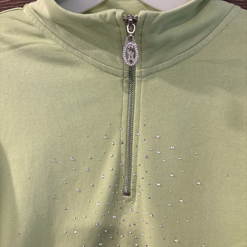 Christine Alexander Swarovski Rhinestones 1/4 Zip Sweater Sz M 90s Preppy Bling - Picture 4 of 6