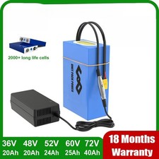 Battery Pack 48V 52V 72V 40Ah 25Ah 20Ah Waterproof Lithium Batteries 250W-3000W