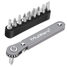 11pc Right Angle Screwdriver 1/4 Mini Ratchet Wrench Close Quarters Pocket Sc...