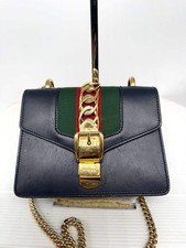 Authentic Gucci Sylvie Sherry Line Black Chain Shoulder Bag O-1707