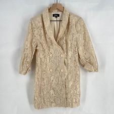 Lulus Ronan Blazer Dress Womens M Red Beige Lace Floral Lined Double Breasted