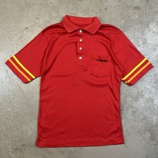 Toyota Polo Shirt Uniform Mechanic Red Yellow Orange Striped Sleeves USA VTG