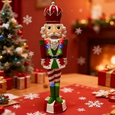 Christmas Nutcracker - Red, White and Green Glitter Candy Themed Xmas Holiday...