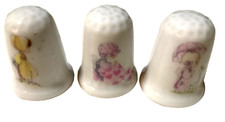 Vintage Thimble Collection of 3 -  Holly Hobby Porcelain Thimbles