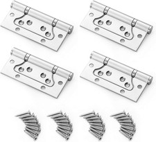 Flush Door Hinges,4 Pieces Heavy Duty Stainless Steel Small Flush Hinge with Scr