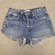 Agolde Size 26 Parker Micro Cut Off Denim Shorts High Rise Button Fly