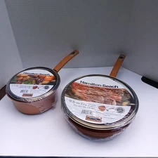 Hamilton Beach 9.5" Fry Pan And 1.7 Qt Sauce Pan Fusion Non Stick Aluminum 