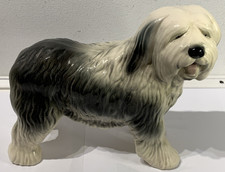 Old English Sheepdog Ceramic Figurine Large Hand Painted Dog Ornament Vintage