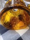 Vintage INDIANA GLASS Stars and Bars FAIRY LAMP Light AMBER Candle Holder 2pc — photo 2