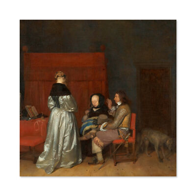 Ter Borch Galantes Gespräch Väterliche Ermahnung Wandbild Leinwanddruck 24x24