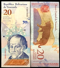 VENEZUELA 20 Bolivares 2018 World Paper Money UNC Currency Bill