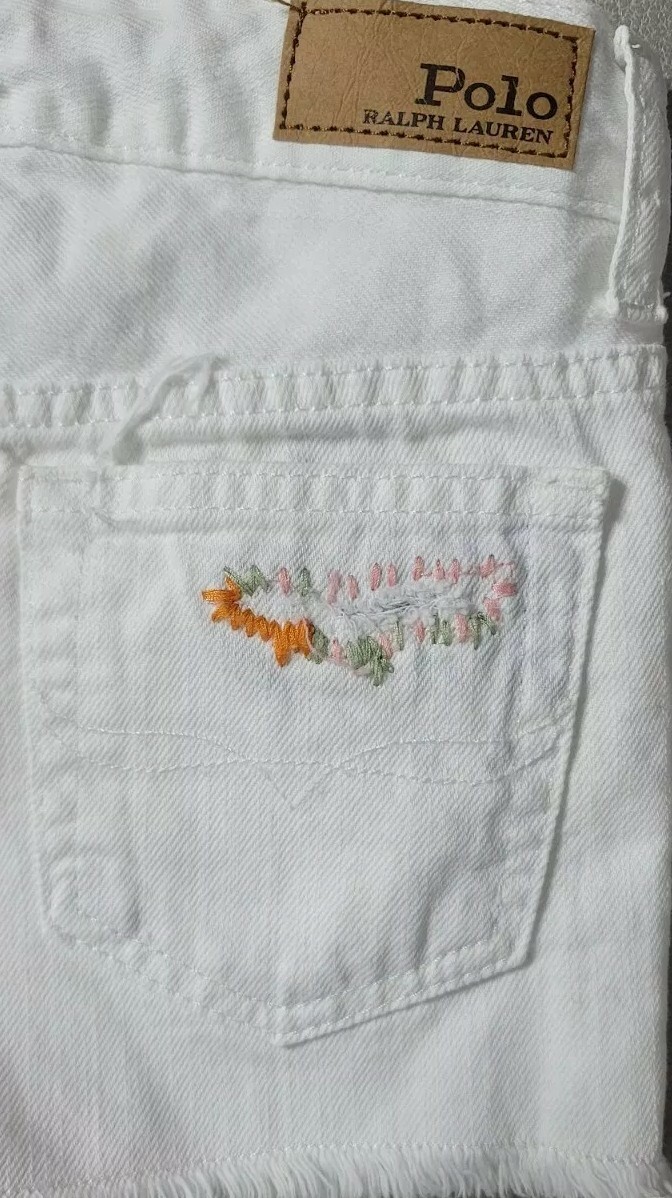 Polo RALPH LAUREN Girls 8 WHITE DENIM SHORTS Cut Off