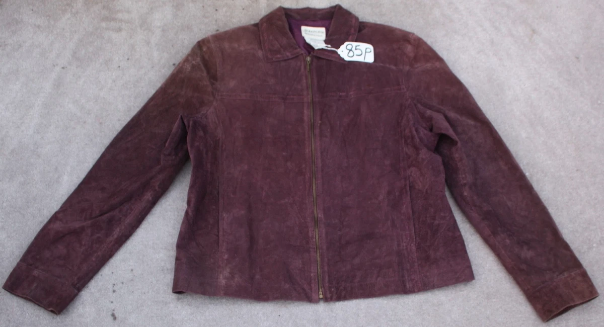 ST. JOHN S BAY SUEDE LEATHER WOMEN JACKET TOP Size M. TAG NO. 85P